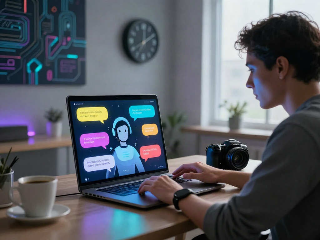 Engaging ai porn chat conversation in a modern digital workspace.