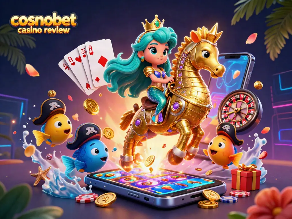 Get insights from the cosmobet casino review featuring a vibrant underwater scene with a mermaid.
