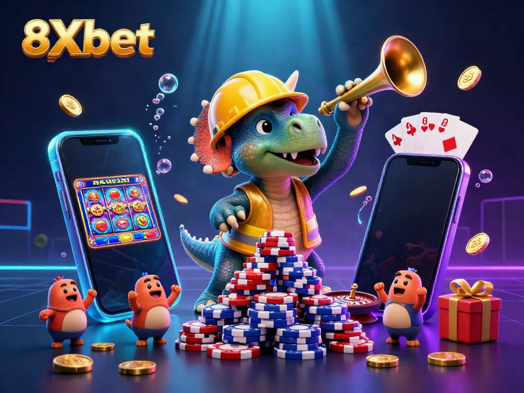 Engage in thrilling gameplay with 8Xbet featuring dynamic casino elements and vibrant characters.