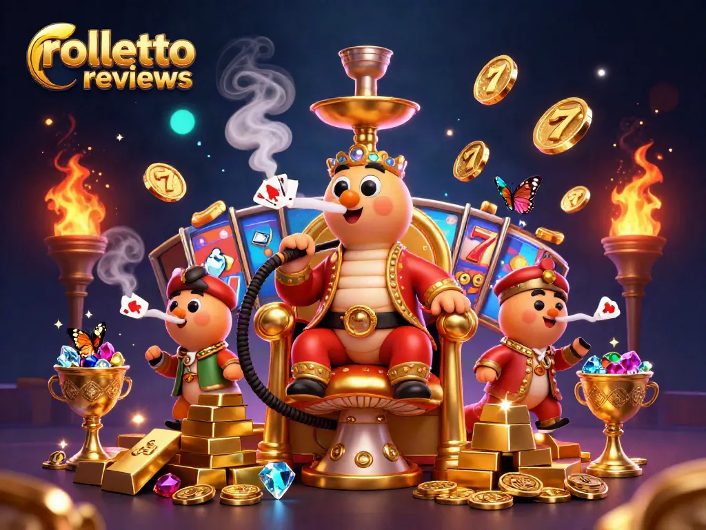 Experience rolletto reviews with lively slot reels and vibrant gambling elements in this 3D illustration.