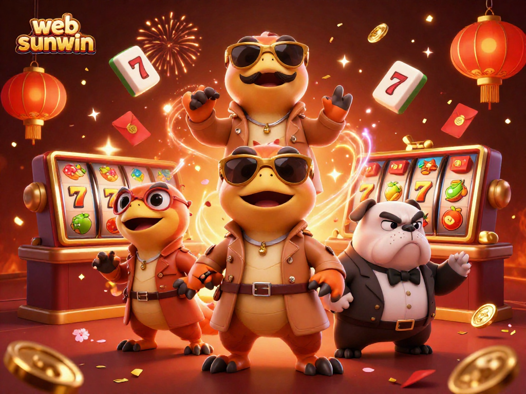 Experience web sunwin with raptors entering a VIP lounge and rich casino elements in 3D.