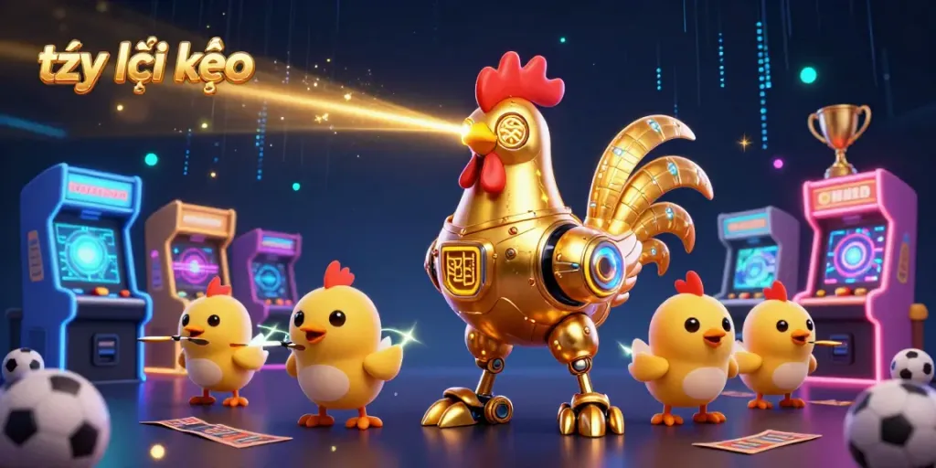 Experience the dynamic sports betting world with tỷ lệ kèo showcasing energetic characters amidst betting elements.