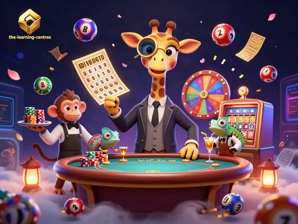 The-learning-centres showcase vibrant casino imagery, featuring a high-roller giraffe at a poker table, ensuring an engaging experience.