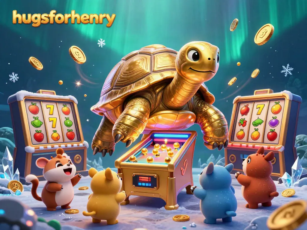 Engage with the thrilling world of hugsforhenry slots through this vibrant casino illustration.