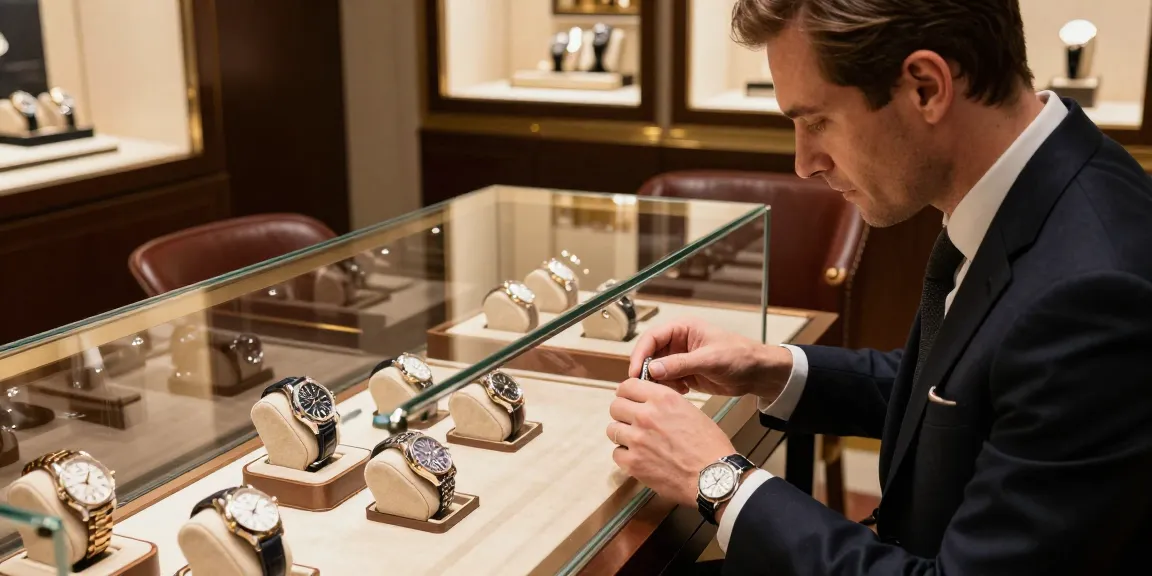 Exquisite display of clone watches in a luxury boutique setting.