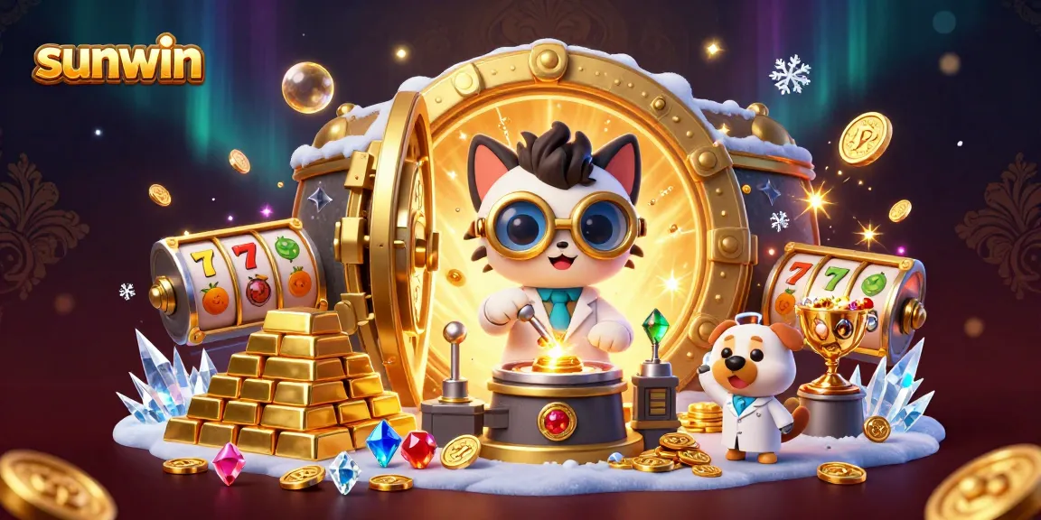 Experience thrilling slots with sunwin's vibrant casino scene featuring gold and treasure.