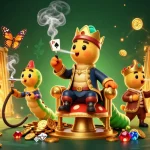 Experience Tải Sunwin with a vibrant 3D art scene of a whimsical caterpillar master and treasure elements.