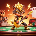 Experience the thrill of m98 as a rock star wolf and wild drummer bear ignite the casino scene.
