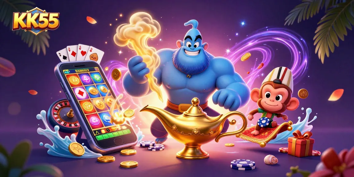 Experience thrilling wins with KK55's vibrant casino adventure featuring charming characters and dynamic game elements.