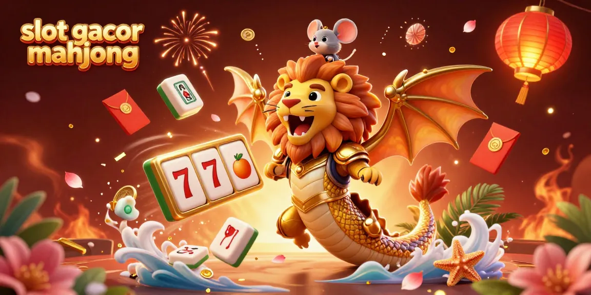 Experience slot gacor mahjong in a vibrant, playful 3D illustration filled with energy and gaming elements.