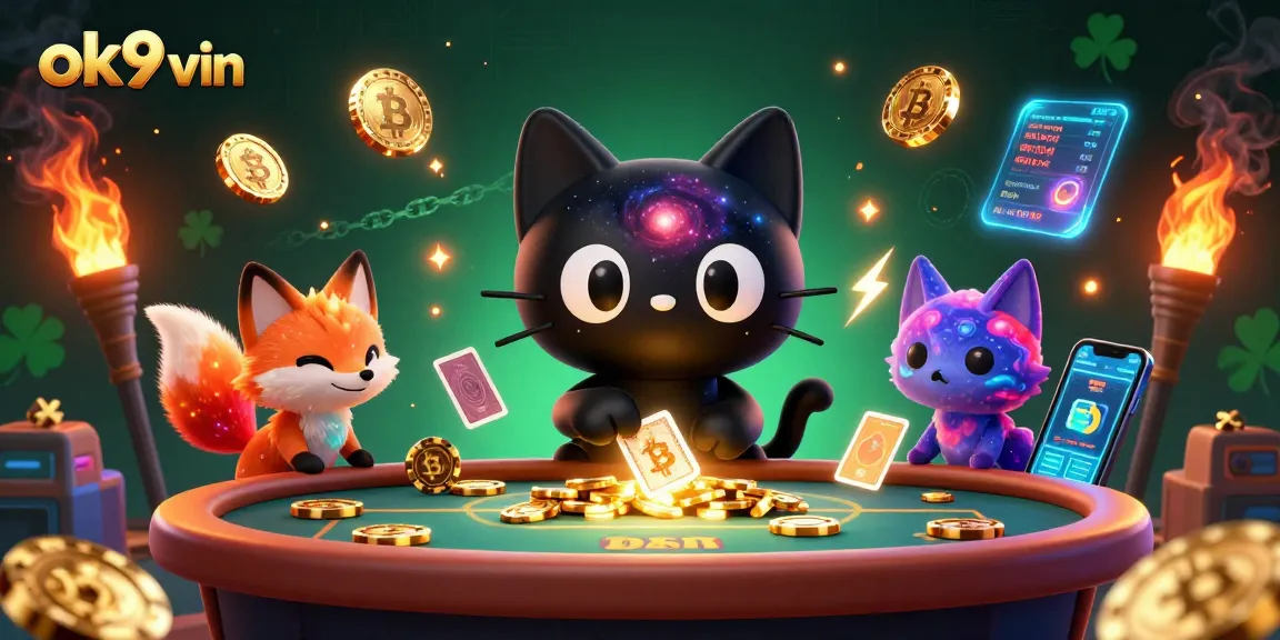Win big with ok9 vin at a cosmic casino featuring vibrant characters and dynamic game elements.