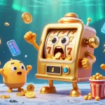 Engage with thrilling action from a stunning slot deposit 5000 scene featuring animated slot machines hitting jackpots.