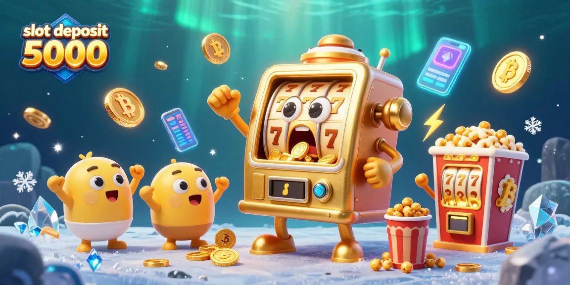 Engage with thrilling action from a stunning slot deposit 5000 scene featuring animated slot machines hitting jackpots.